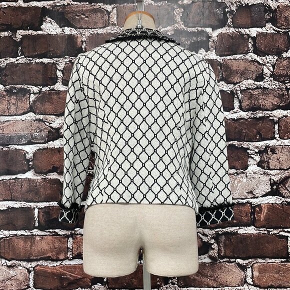 Alberto Makali Jacket NWT Knit Coat Beads Tulle Wool Black Gray Size Small S - Picture 10 of 16